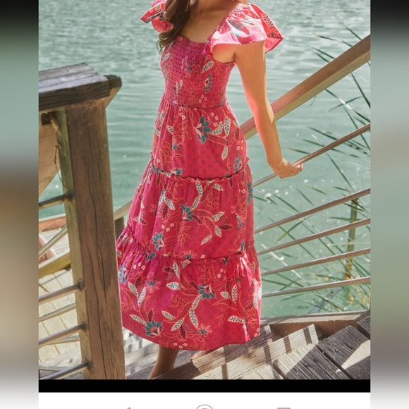 Sugarlips Pink Smocked Flutter Sleeve Sundress size XS - Picture 4 of 15